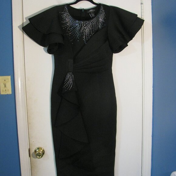 Midnight Velvet Dresses & Skirts - * Midnight Velvet Dress Size 6 NWOT $129 Black Rhinestones Dramatic Sleeve Hvwt